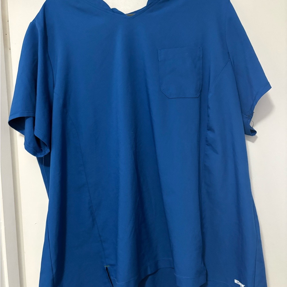 Grey's Anatomy Women's Royal Blue V-Neck Short Sleeve Top